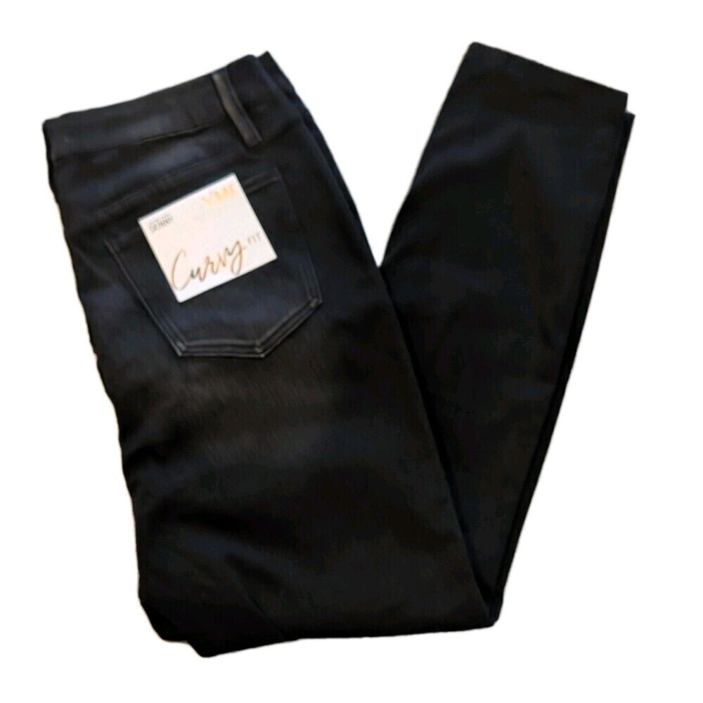 YMI Curvy Fit Women’s Size 14 Skinny Jeans Black High Rise Distressed NWT